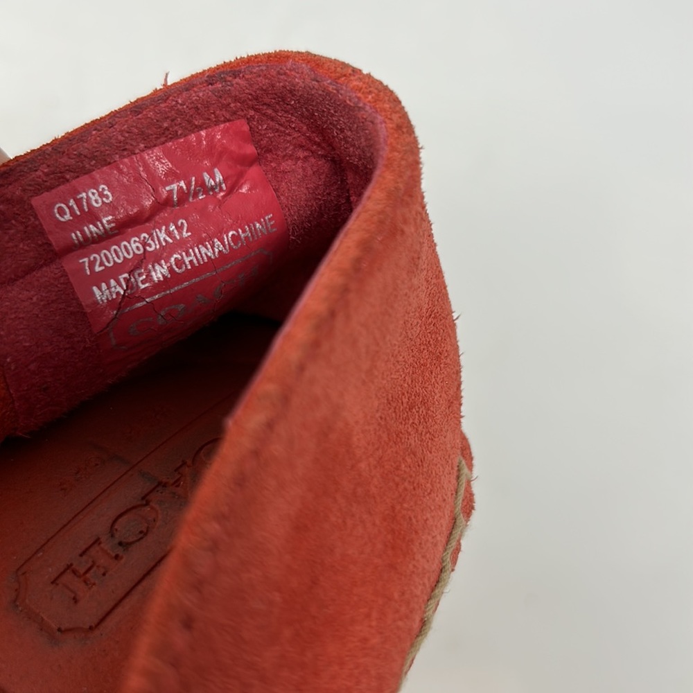 Coach June Coral Signature Logo Embossed Suede Leather Espadrille Flats Size 7.5 - Picture 14 of 14